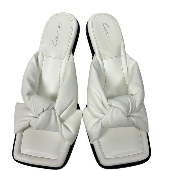 Circus Sam Edelman White Leather Sim Heeled Sandals 9 - Picture 2 of 7